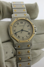 Load image into Gallery viewer, Cartier Santos Octagon 18K Yellow Gold & Stainless Steel 30mm Ivory Roman Dial 187902 - Arnik Jewellers