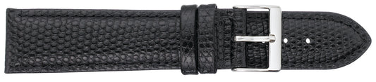 10mm Padded Stitched Shiny Lizard Grain Leather - Black
