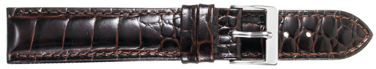 14mm Padded Stitched Croco Grain Leather - Brown