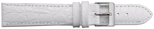16mm Padded Stitched Croco Grain Leather - White