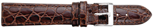12mm Padded Stitched Croco Grain Leather - Brown