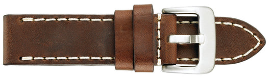 24mm Flat Thick Oil Stitched Leather - Brown