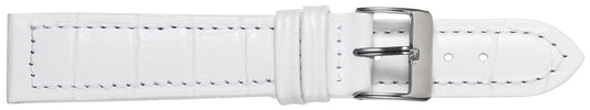 12mm Stitched Alligator Grain Leather - White