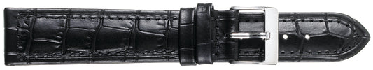 12mm Stitched Alligator Grain Leather - Black