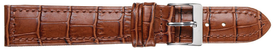 12mm Stitched Alligator Grain Leather - Brown