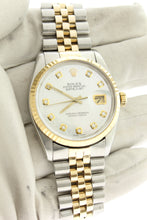 Load image into Gallery viewer, Rolex Datejust 18K Yellow Gold &amp; Stainless Steel 36mm Mother of Pearl Diamond Dial 16013 - Arnik Jewellers
