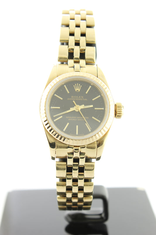 Rolex Ladies Oyster Perpetual Solid 14K Yellow Gold 67197 24mm - Arnik Jewellers