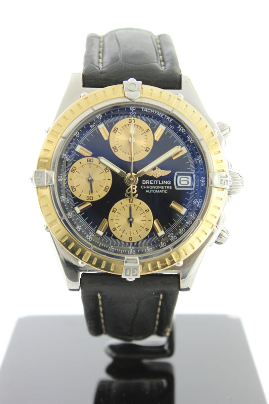 Breitling Chronomat 18K Gold & Steel Automatic Chronograph D13352 39mm Black Dial - Arnik Jewellers