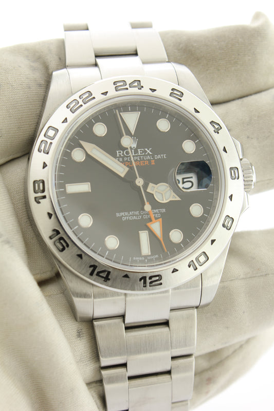 Rolex Explorer II GMT Stainless Steel Oyster Black Dial 216570 42mm - Arnik Jewellers