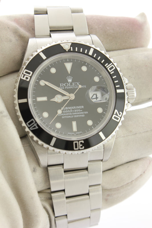 Rolex Submariner Date Stainless Steel Oyster 16610 40mm Black Dial - Arnik Jewellers