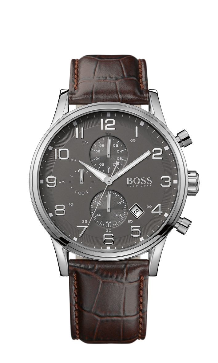 Hugo Boss 1512570 Men's Grey Leather Analog Quartz Watch - Arnik Jewellers