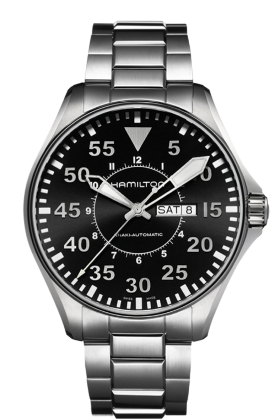 Hamilton KHAKI AVIATION PILOT DAY DATE AUTO 46mm H64715135 - Arnik Jewellers
