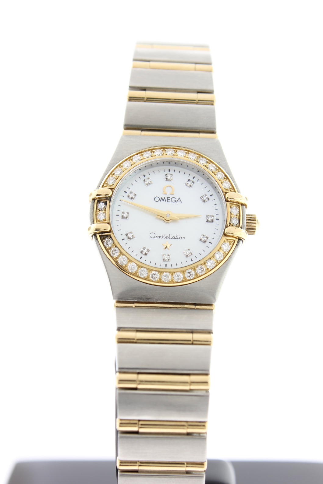 Omega Constellation Ladies 18K Yellow Gold & Stainless Steel Diamond Bezel Mother of Pearl Diamond Dial 895.1203 - Arnik Jewellers