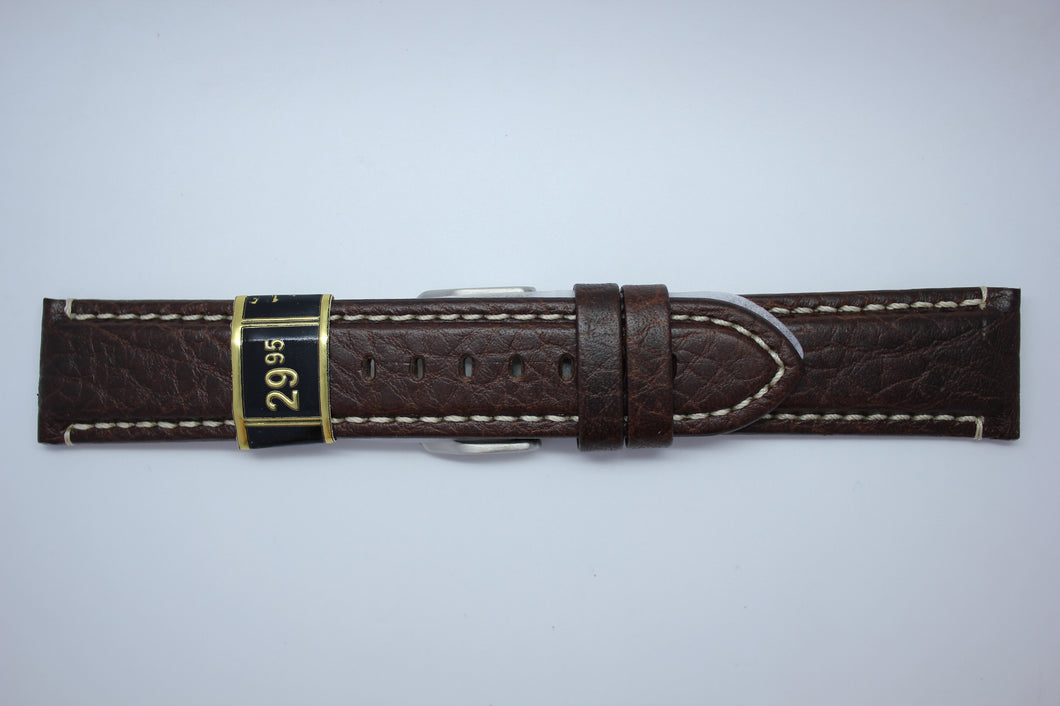 22mm Padded Stitched Italian Leather - Brown