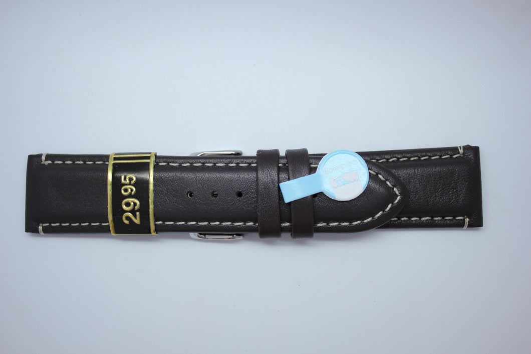 24mm Sporty Padded Stitched Waterproof Leather - Brown