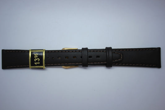 18mm Flat Stitched Leather - Brown