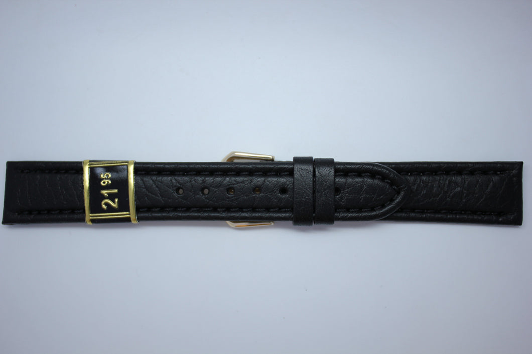 18mm Padded Stitched Italian Leather - Black