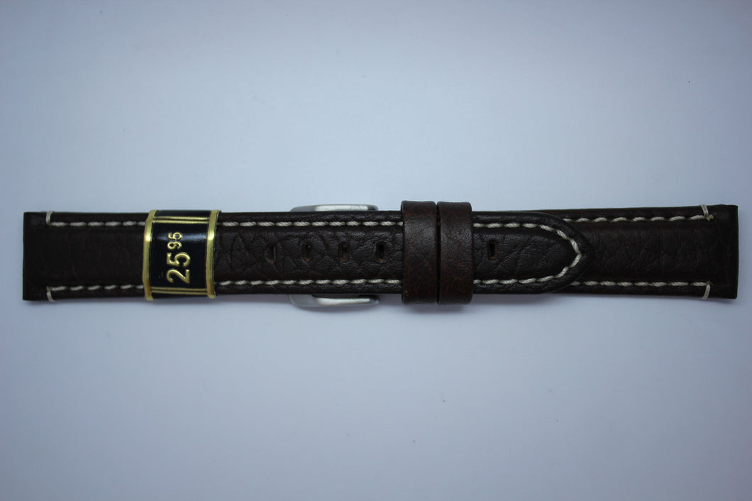 18mm Padded Stitched Italian Leather - Brown