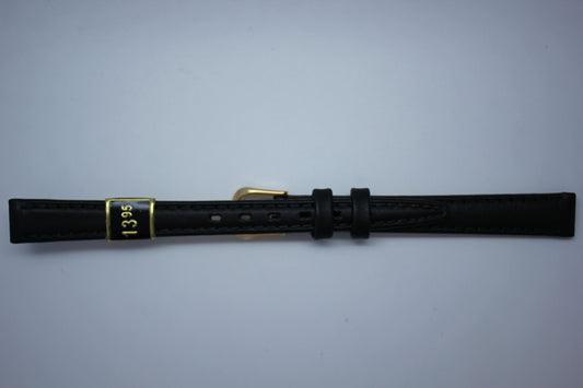 10mm Flat Stitched Leather - Black