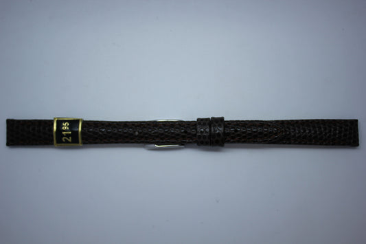 10mm Padded Stitched Shiny Lizard Grain Leather - Brown