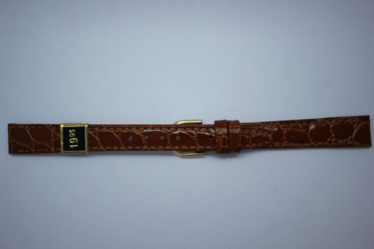 12mm Flat Stitched Croco Grain Leather - Light Brown
