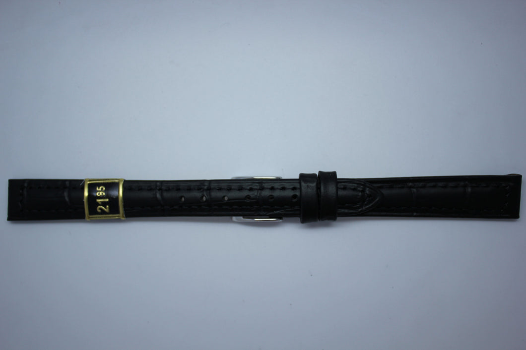 12mm Stitched Alligator Grain Leather - Black