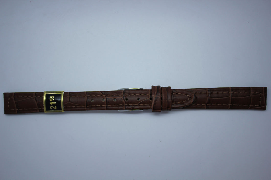 12mm Stitched Alligator Grain Leather - Brown