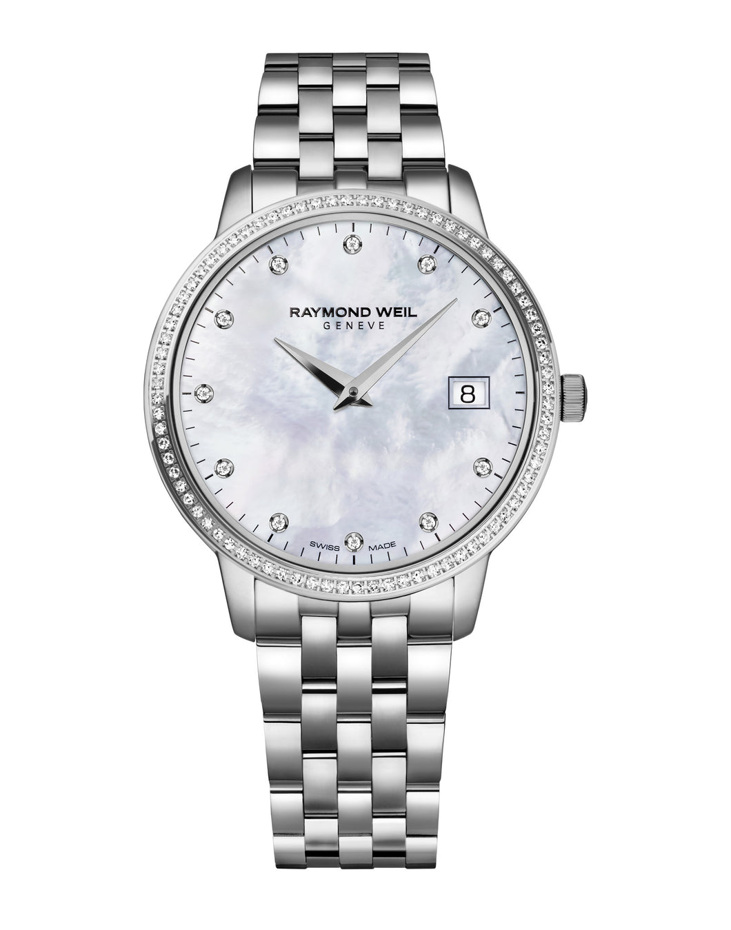 Raymond Weil Toccata Quartz 34mm Stainless Steel Mother of Pearl Dial 91 Diamonds 5388STS97081 - Arnik Jewellers
